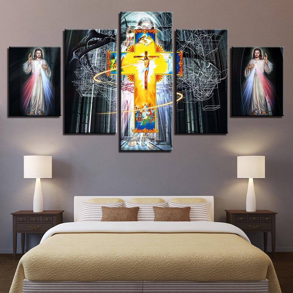 Christian religion cross Jesus 1 - Religion 5 Panel Canvas Art Wall Decor Christian religion cross Jesus 1 - Religion 5 Panel Canvas Art Wall Decor