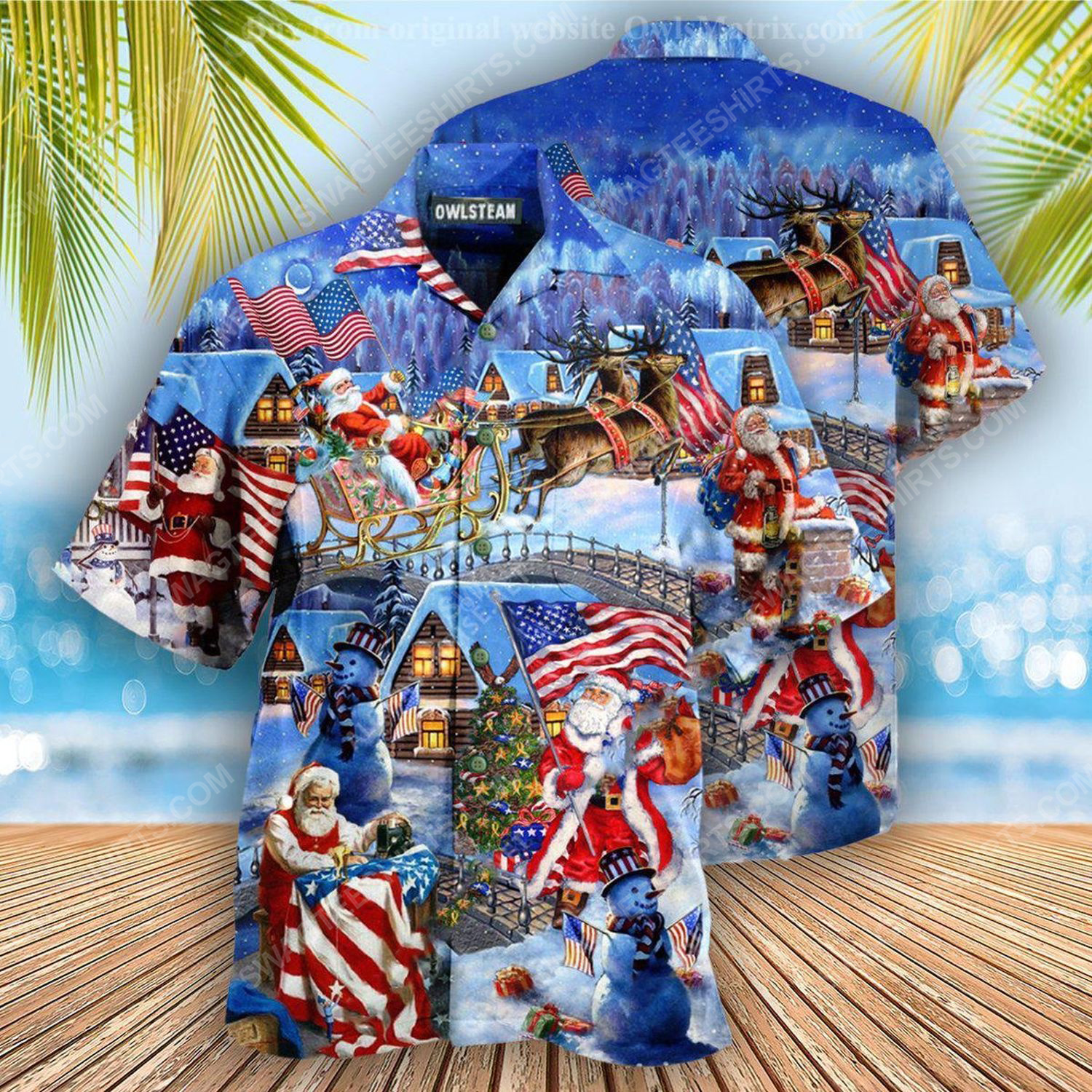 Christmas Holiday Santa American Patriots Full Print Hawaiian Shirt Christmas Holiday Santa American Patriots Full Print Hawaiian Shirt