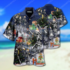 Christmas Holiday Skull Dancing Full Print Hawaiian Shirt