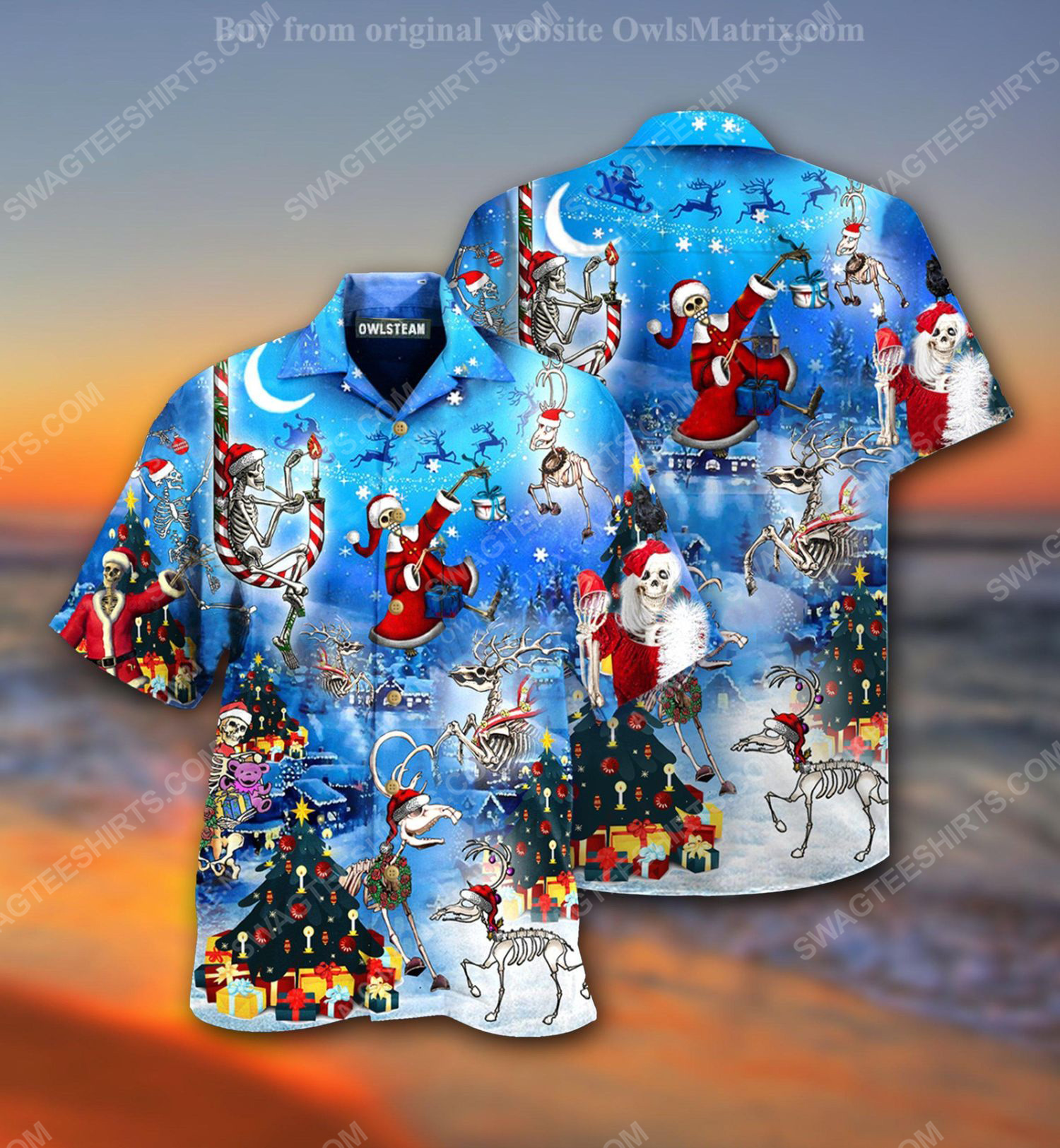 Christmas Holiday Skull Version Full Print Hawaiian Shirt Christmas Holiday Skull Version Full Print Hawaiian Shirt