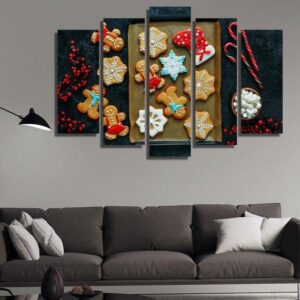 Christmas Image - Abstract 5 Panel Canvas Art Wall Decor