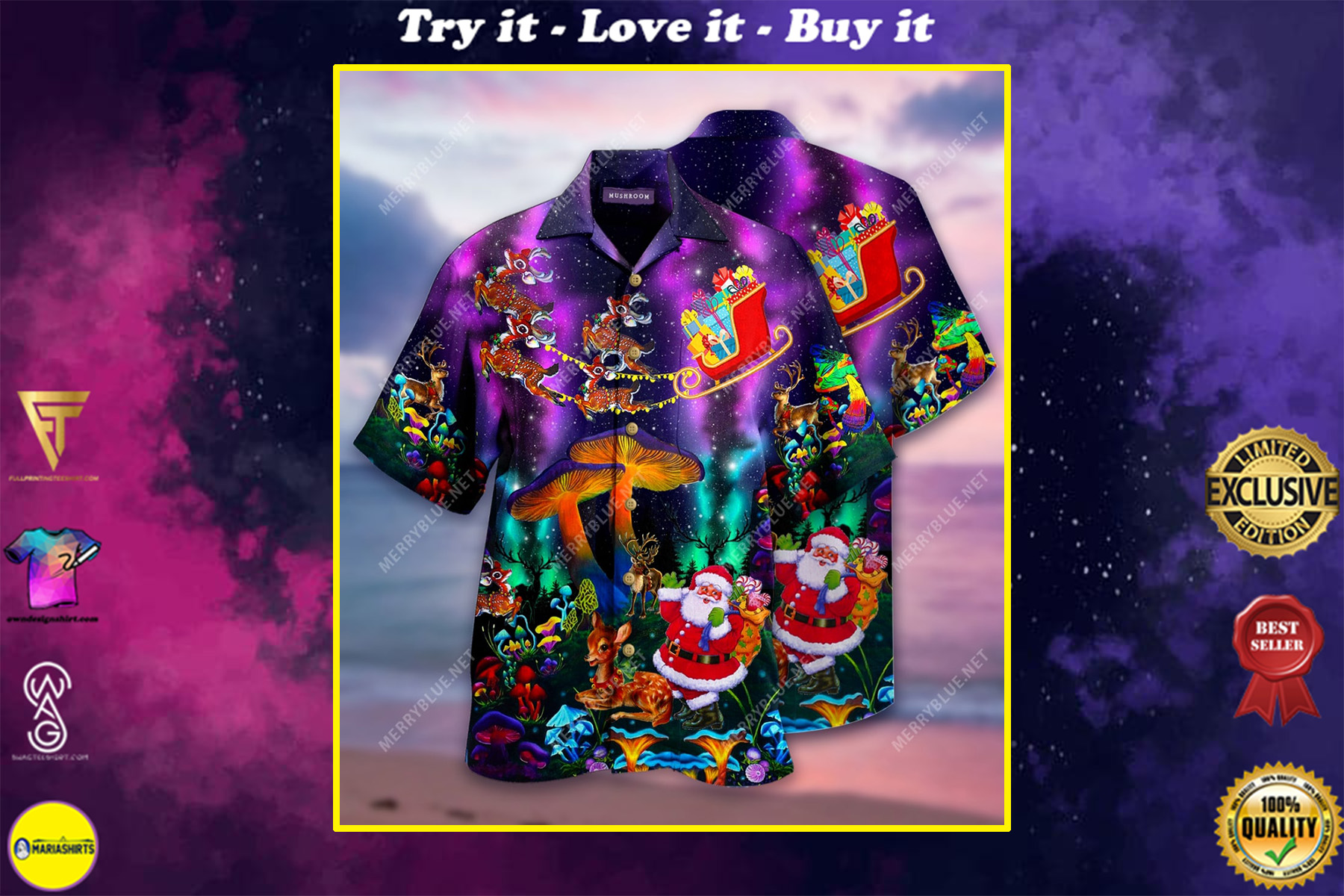 Christmas Mushroom Full Printing Hawaiian Shirt Christmas Mushroom Full Printing Hawaiian Shirt