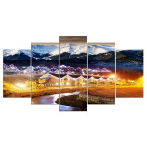 Christmas Night Light - Nature 5 Panel Canvas Art Wall Decor