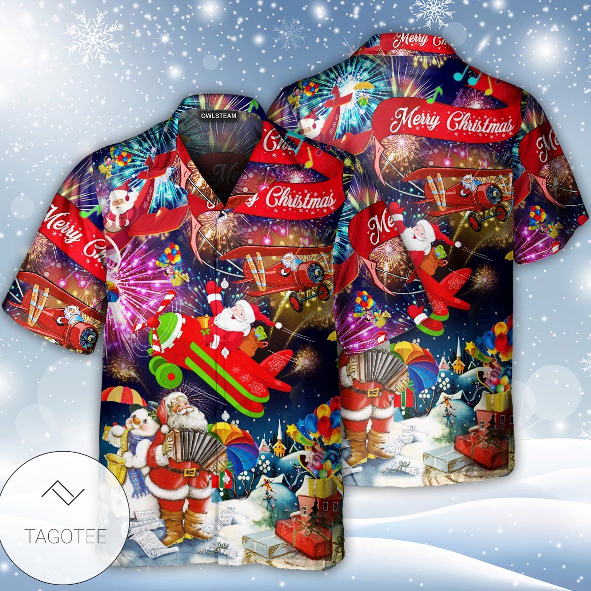 Christmas Spreading Plane With Santa Claus Hawaiian Shirt Christmas Spreading Plane With Santa Claus Hawaiian Shirt