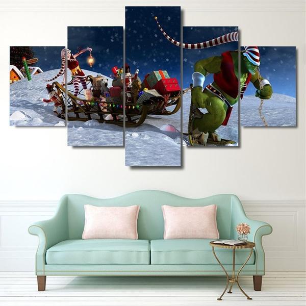 Christmas Xmas Holiday Cheer 1 - Christmas 5 Panel Canvas Art Wall Decor Christmas Xmas Holiday Cheer 1 - Christmas 5 Panel Canvas Art Wall Decor