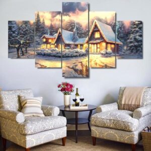 Christmas Xmas Holiday Cheer 10 - Christmas 5 Panel Canvas Art Wall Decor