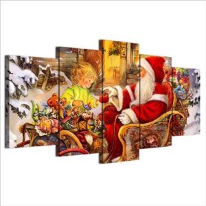 Christmas Xmas Holiday Cheer 11 - Christmas 5 Panel Canvas Art Wall Decor