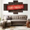 Christmas Xmas Holiday Cheer 4 - Christmas 5 Panel Canvas Art Wall Decor