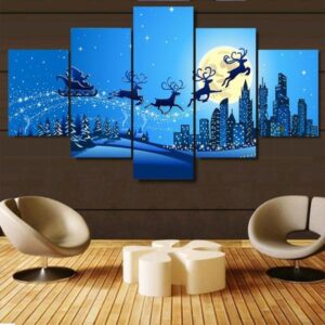 Christmas Xmas Holiday Cheer 9 - Christmas 5 Panel Canvas Art Wall Decor