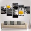 Chrysanthemum Little White Flower - Nature 5 Panel Canvas Art Wall Decor