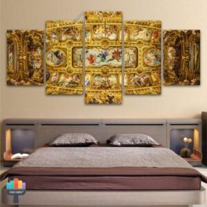 Church Ceiling Christian Architecture - Religion 5 Panel Canvas Art Wall Decor