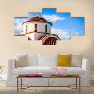 Church Of Agios Petros In Greece - Religion 5 Panel Canvas Art Wall Decor
