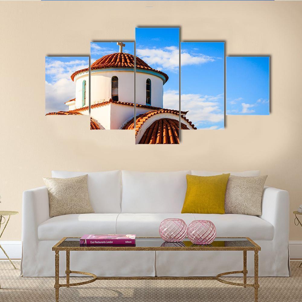 Church Of Agios Petros In Greece - Religion 5 Panel Canvas Art Wall Decor Church Of Agios Petros In Greece - Religion 5 Panel Canvas Art Wall Decor