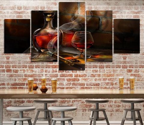 Cigar Bottle - Wine 5 Panel Canvas Art Wall Decor Cigar Bottle - Wine 5 Panel Canvas Art Wall Decor