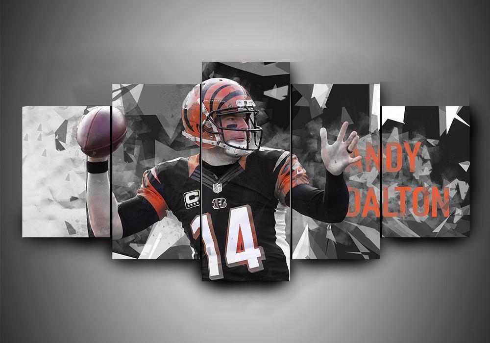 Cincinnati Bengals - Andy Dalton - Sport 5 Panel Canvas Art Wall Decor Cincinnati Bengals - Andy Dalton - Sport 5 Panel Canvas Art Wall Decor