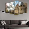 Cite Castle In Carcassonne In France - Nature 5 Panel Canvas Art Wall Decor