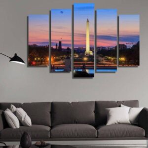 City At Night - Nature 5 Panel Canvas Art Wall Decor
