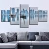 City Building And Bridge - Nature 5 Panel Canvas Art Wall Decor