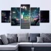 City Building Night 19 - Nature 5 Panel Canvas Art Wall Decor