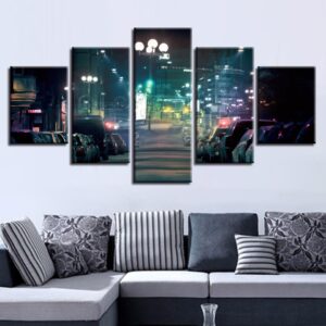 City Building Night 19 - Nature 5 Panel Canvas Art Wall Decor