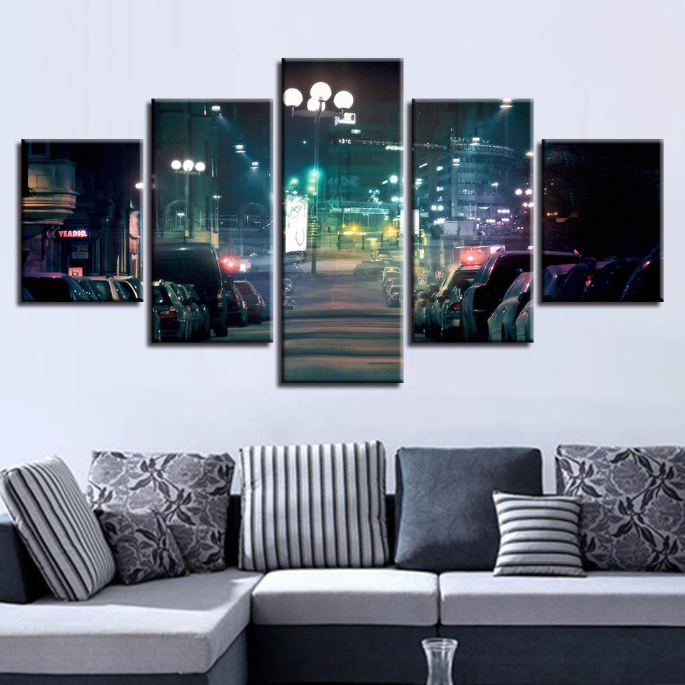 City Building Night 19 - Nature 5 Panel Canvas Art Wall Decor City Building Night 19 - Nature 5 Panel Canvas Art Wall Decor