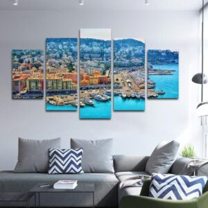 City Building Ship Wharf - Nature 5 Panel Canvas Art Wall Decor