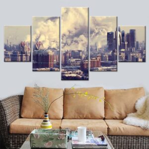 City Buildings 01 - Nature 5 Panel Canvas Art Wall Decor