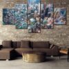 City From High Sky Landscape - Nature 5 Panel Canvas Art Wall Decor
