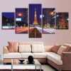 City Highway Golden Paris Tower - Nature 5 Panel Canvas Art Wall Decor