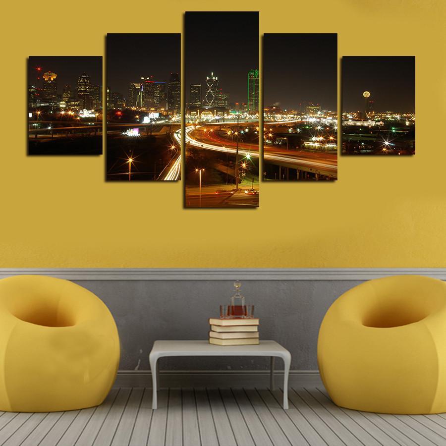 City In Shine - Nature 5 Panel Canvas Art Wall Decor City In Shine - Nature 5 Panel Canvas Art Wall Decor