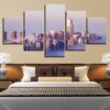City In The Sky Cloud Mist Building - Nature 5 Panel Canvas Art Wall Decor