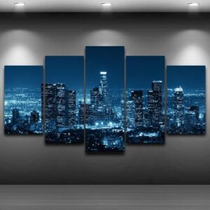 City Night View Dim Light Of Night - Nature 5 Panel Canvas Art Wall Decor