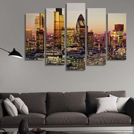 City Of London 01 - Nature 5 Panel Canvas Art Wall Decor City Of London 01 - Nature 5 Panel Canvas Art Wall Decor