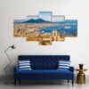City Of Naples With Mount Vesuvius - Nature 5 Panel Canvas Art Wall Decor