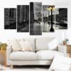 City Street Landscape View - Nature 5 Panel Canvas Art Wall Decor