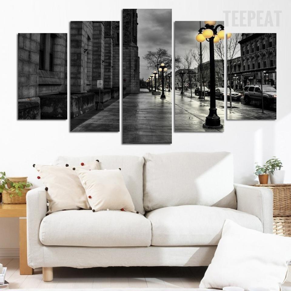 City Street Landscape View - Nature 5 Panel Canvas Art Wall Decor City Street Landscape View - Nature 5 Panel Canvas Art Wall Decor