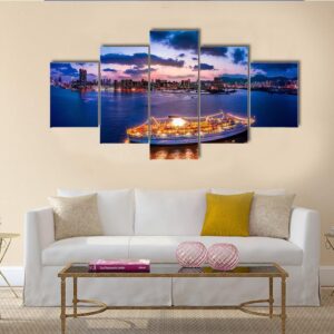 Cityscape Of Kowloon District In China - Nature 5 Panel Canvas Art Wall Decor