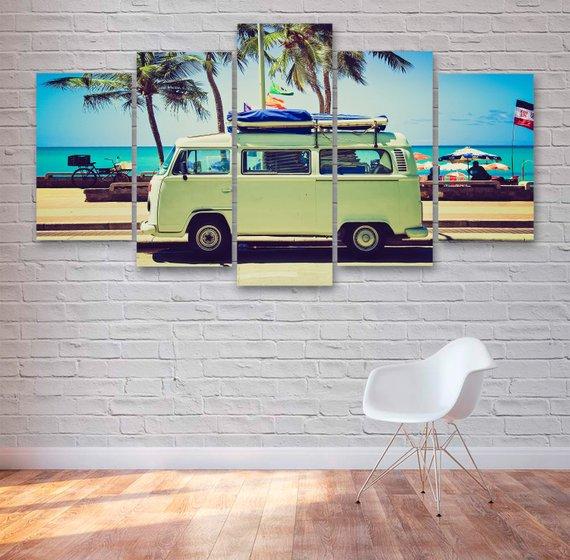Classic Camper Van Classic - Automative 5 Panel Canvas Art Wall Decor Classic Camper Van Classic - Automative 5 Panel Canvas Art Wall Decor