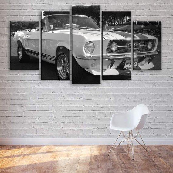 Classic Ford Gt350 Mustang - Automative 5 Panel Canvas Art Wall Decor Classic Ford Gt350 Mustang - Automative 5 Panel Canvas Art Wall Decor