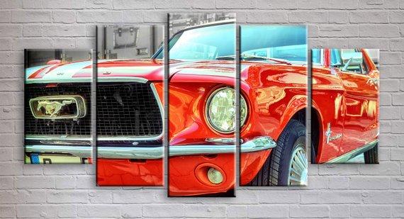 Classic Ford Mustang 5 - Automative 5 Panel Canvas Art Wall Decor Classic Ford Mustang 5 - Automative 5 Panel Canvas Art Wall Decor