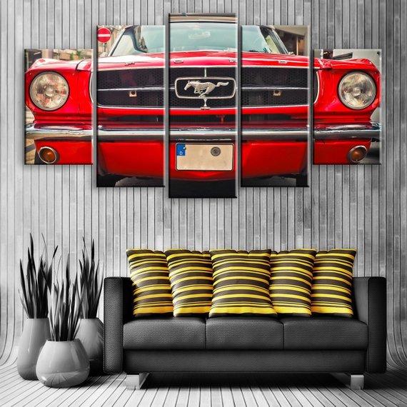Classic Ford Mustang - Automative 5 Panel Canvas Art Wall Decor Classic Ford Mustang - Automative 5 Panel Canvas Art Wall Decor
