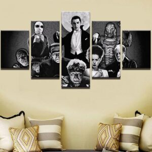 Classic Horror Movie Monsters - Movie 5 Panel Canvas Art Wall Decor