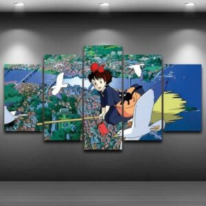 Classic Japan Anime Kikis Delivery Service - Anime 5 Panel Canvas Art Wall Decor