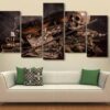Classic Violin Skull 1 - Abstract 5 Panel Canvas Art Wall Decor