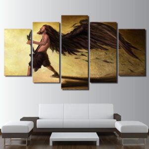 Classical Guitar Artist - Abstract 5 Panel Canvas Art Wall Decor