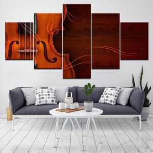 Classical Violin 02 - Music 5 Panel Canvas Art Wall Decor
