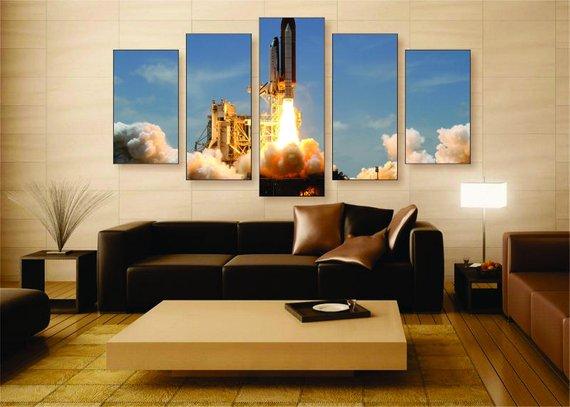 Clear For Takeoff - Space 5 Panel Canvas Art Wall Decor Clear For Takeoff - Space 5 Panel Canvas Art Wall Decor