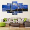Clear Sailing Lighthouse 01 - Nature 5 Panel Canvas Art Wall Decor