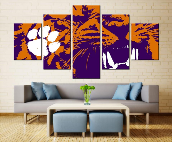 Clemson Tigers 1 Sport - 5 Panel Canvas Art Wall Decor Clemson Tigers 1 Sport - 5 Panel Canvas Art Wall Decor