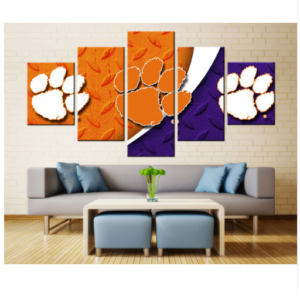 Clemson Tigers 1 - Sport 5 Panel Canvas Art Wall Decor